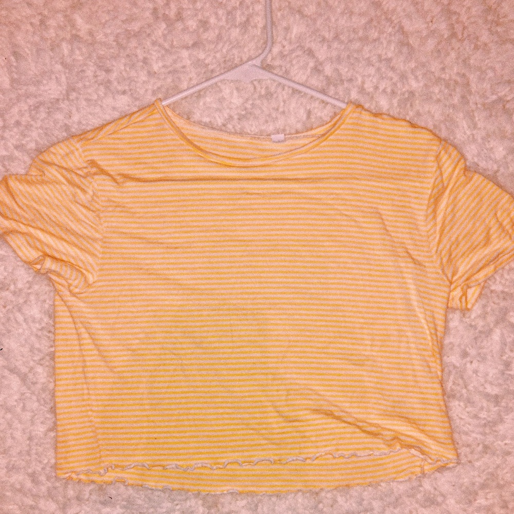 yellow & white striped crop top
